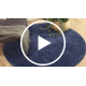 Modern washing carpet LINDO circle navy blue, anti-slip, shaggy